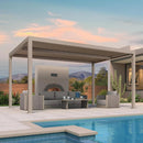 PURPLE LEAF Athena Louvered Pergola Modern Champagne Pergola with Adjustable Roof for Deck Backyard Garden