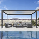 PURPLE LEAF Athena Louvered Pergola Modern Grey Pergola with White Roof for Deck Backyard Garden