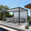 PURPLE LEAF Athena Louvered Pergola Grey Outdoor Aluminum Pergola with Roller Blinds Adjustable Gazebo Rainproof for Patio Deck Garden