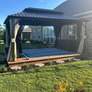 PURPLE LEAF Hardtop Gazebo Featuring Galvanized Steel Double Roof and Bronze Aluminum Frame with Curtains and Netting for Backyard with Lights-milky