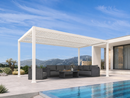PURPLE LEAF Caesar LED Louvered Pergola with Integrated Solar Strip Lights Adjustable Aluminum Louvers Wind Resistant Pergolas for Patio Dining Deck Garden Yard White