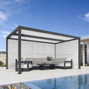 PURPLE LEAF Athena Louvered Pergola Grey Outdoor Aluminum Pergola with Shutter Wall Adjustable Gazebo Rainproof for Patio Deck Garden