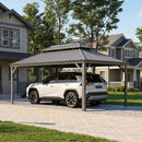 PURPLE LEAF Light Grey Metal Carport with Galvanized Steel Roof Heavy Duty Permanent Outdoor Car Shelter