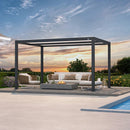 PURPLE LEAF Athena Louvered Pergola Modern Grey Pergola with White Roof for Deck Backyard Garden