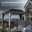 PURPLE LEAF Modern Gazebo Grey Hardtop Galvanized Steel Double Roof White Aluminum Poles with Curtains and Netting