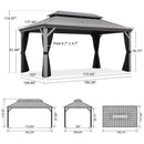PURPLE LEAF Patio Gazebo for Pool Light Grey Hardtop Galvanized Steel Roof with Reinforcement Support Rod