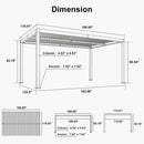 PURPLE LEAF Caesar LED Louvered Pergola with Integrated Solar Strip Lights Adjustable Aluminum Louvers Wind Resistant Pergolas for Patio Dining Deck Garden Yard White