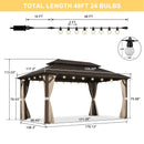 PURPLE LEAF Hardtop Gazebo Featuring Galvanized Steel Double Roof and Bronze Aluminum Frame with Curtains and Netting for Poolside with Lights-clear