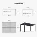 PURPLE LEAF Athena Louvered Pergola Grey Outdoor Aluminum Pergola with Roller Blind Adjustable Gazebo for Patio Deck Garden