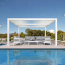 PURPLE LEAF Athena Louvered Pergola Modern White Pergola with Adjustable Roof for Deck Backyard Garden