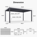 PURPLE LEAF Caesar Solar Louvered Pergola with LED Strip Lights and Control Panel Aluminum Outdoor Pergola with Adjustable Roof for Patio Deck Garden Yard Gray