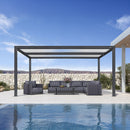 PURPLE LEAF Athena Louvered Pergola Modern Grey Pergola White Roof with Sanori Patio Couch Set Modular Sofas for Deck Backyard Garden