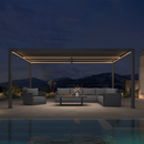 PURPLE LEAF Caesar Solar Louvered Pergola with LED Strip Lights and Control Panel Aluminum Outdoor Pergola with Adjustable Roof for Patio Deck Garden Yard Gray