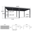 PURPLE LEAF Caesar Louvered Pergola with Yellow String Lights Patio Aluminum Pergola with Independent Adjustable Rainproof Roof Hardtop Pergola for Outdoor Deck Garden Yard