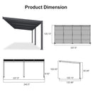 PURPLE LEAF Caesar Wall Mounted Louvered Pergola, All-Aluminum Patio Cover with Adjustable Roof, Hidden Gutter Drainage, Lean-to Pergola for Deck, Backyard, Porch, Dark Gray