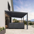 PURPLE LEAF Caesar Wall Mounted Louvered Pergola, All-Aluminum Patio Cover with Adjustable Roof, Hidden Gutter Drainage, Lean-to Pergola for Deck, Backyard, Porch, Dark Gray