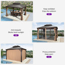 PURPLE LEAF Outdoor Hardtop Gazebo for Garden Bronze Double Roof Aluminum Frame Pavilion