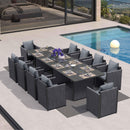 PURPLE LEAF Sanori Outdoor Dining Set Weather-Resistant Aluminum Table and Chairs Set with Backrest Pillow and Olefin Cushions for Deck
