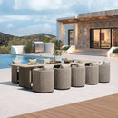 PURPLE LEAF Sanori Patio Dining Set Modern Large Weather-Resistant Table and Aluminum Chairs with Cushions for Garden Beige