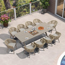 PURPLE LEAF 7/9/11 Pieces Outdoor Dining Set Aluminum Table & Wicker Rattan Chairs Modern Patio Furniture Set for Deck