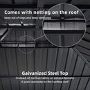 PURPLE LEAF Outdoor Hardtop Gazebo for Patio Grey Aluminum Frame Pavilion with Navy-Blue Curtain and String Lights