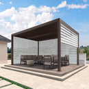 PURPLE LEAF Athena Louvered Pergola Bronze Outdoor Aluminum Pergola with Roller Blind Adjustable Gazebo for Patio Deck Garden