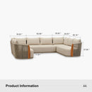 PURPLE LEAF Hailar U-Shaped Patio Conversation Set with Genuine Teak Cushions and Pillows Olefin Rope Backres Outdoor Couch Sets for Porch Garden