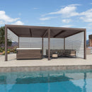 PURPLE LEAF Athena Louvered Pergola Bronze Outdoor Aluminum Pergola with Roller Blind Adjustable Gazebo for Patio Deck Garden