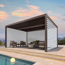 PURPLE LEAF Athena Louvered Pergola Bronze Outdoor Aluminum Pergola with Roller Blind Adjustable Gazebo for Patio Deck Garden
