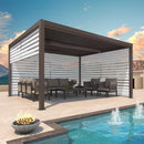 PURPLE LEAF Athena Louvered Pergola Bronze Outdoor Aluminum Pergola with Roller Blind Adjustable Gazebo for Patio Deck Garden