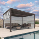 PURPLE LEAF Athena Louvered Pergola Bronze Outdoor Aluminum Pergola with Roller Blind Adjustable Gazebo for Patio Deck Garden