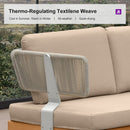 PURPLE LEAF Sicilia Classical Modular Outdoor Sectional with Sunbrella Khaki Cushions Flexible Layout for Porch Relaxation Space