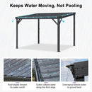 PURPLE LEAF Lean to Gazebo Metal Roof Patio Cover Built-in Drain Slots Wall Mounted Gazebo for Outdoor Extension
