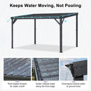 PURPLE LEAF Lean to Gazebo Metal Roof Patio Cover Built-in Drain Slots Wall Mounted Gazebo for Outdoor Extension