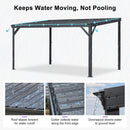 PURPLE LEAF Lean to Gazebo Metal Roof Patio Cover Built-in Drain Slots Wall Mounted Gazebo with Lights-clear for Outdoor Extension