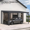PURPLE LEAF Lean to Gazebo Metal Roof Patio Cover Built-in Drain Slots Wall Mounted Gazebo with Lights-mikly for Outdoor Extension