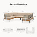 PURPLE LEAF Sicilia U-Shaped Modular Outdoor Sectional with Sunbrella Khaki Cushions Flexible Layout for Commercial Outdoor Spaces
