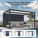 PURPLE LEAF Athena Louvered Pergola Grey Outdoor Aluminum Pergola with Shutter Wall Adjustable Gazebo Rainproof for Patio Deck Garden