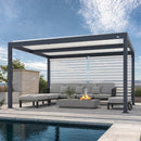 PURPLE LEAF Athena Louvered Pergola Grey Outdoor Aluminum Pergola with Roller Blinds Adjustable Gazebo Rainproof for Patio Deck Garden