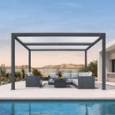 PURPLE LEAF Athena Louvered Pergola Modern Grey Pergola with White Roof for Deck Backyard Garden