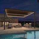 PURPLE LEAF Athena Louvered Pergola Bronze Outdoor Aluminum Pergola with Strip Lights Adjustable Gazebo for Patio Deck Garden