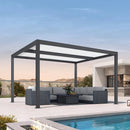 PURPLE LEAF Athena Louvered Pergola Modern Grey Pergola with White Roof for Deck Backyard Garden