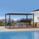 PURPLE LEAF Athena Louvered Pergola Modern Grey Pergola with White Roof for Deck Backyard Garden