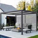 PURPLE LEAF Athena Louvered Pergola Grey Outdoor Aluminum Pergola with Roller Blinds Adjustable Gazebo Rainproof for Patio Deck Garden