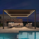 PURPLE LEAF Athena Louvered Pergola Bronze Outdoor Aluminum Pergola with Strip Lights Adjustable Gazebo for Patio Deck Garden