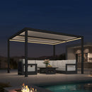 PURPLE LEAF Athena Louvered Pergola Grey Outdoor Aluminum Pergola with Strip Lights Adjustable Gazebo for Patio Deck Garden