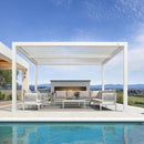 PURPLE LEAF Athena Louvered Pergola Modern White Pergola with Adjustable Roof for Deck Backyard Garden