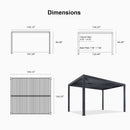 PURPLE LEAF Athena Louvered Pergola Grey Outdoor Aluminum Pergola with Strip Lights Adjustable Gazebo for Patio Deck Garden