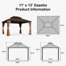 PURPLE LEAF Outdoor Hardtop Gazebo for Garden Bronze Double Roof Aluminum Frame Pavilion