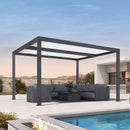 PURPLE LEAF Athena Louvered Pergola Modern Grey Pergola White Roof with Sanori Patio Couch Set Modular Sofas for Deck Backyard Garden